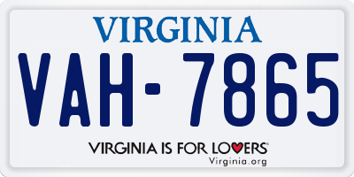 VA license plate VAH7865