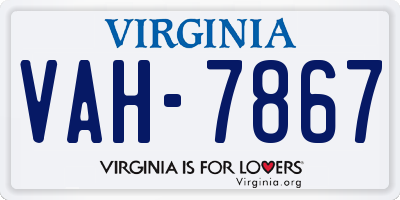 VA license plate VAH7867