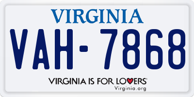 VA license plate VAH7868