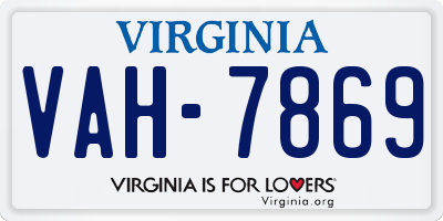 VA license plate VAH7869