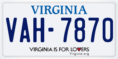 VA license plate VAH7870