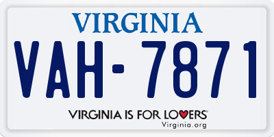VA license plate VAH7871