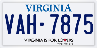 VA license plate VAH7875