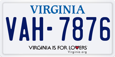 VA license plate VAH7876