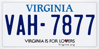 VA license plate VAH7877