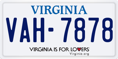 VA license plate VAH7878