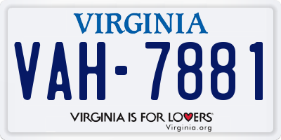 VA license plate VAH7881