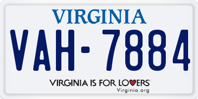 VA license plate VAH7884