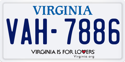 VA license plate VAH7886