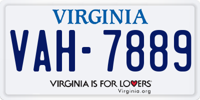 VA license plate VAH7889