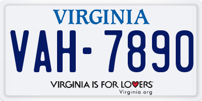 VA license plate VAH7890