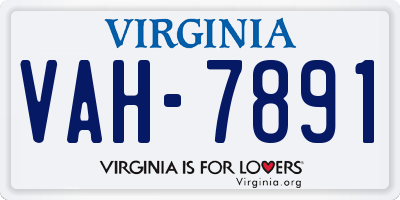 VA license plate VAH7891