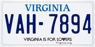 VA license plate VAH7894