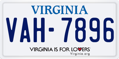 VA license plate VAH7896