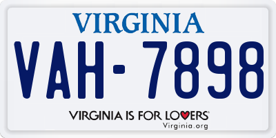 VA license plate VAH7898