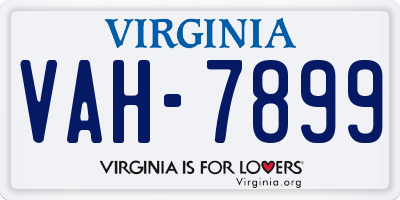 VA license plate VAH7899