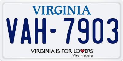 VA license plate VAH7903