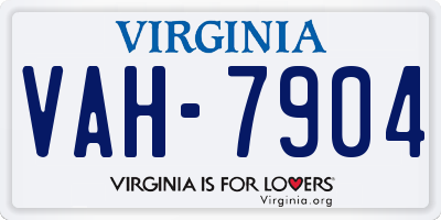 VA license plate VAH7904