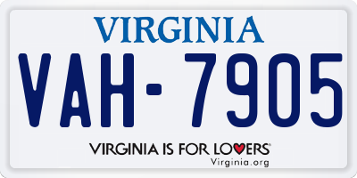 VA license plate VAH7905