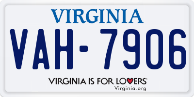 VA license plate VAH7906