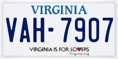 VA license plate VAH7907