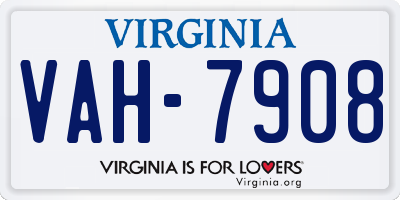 VA license plate VAH7908
