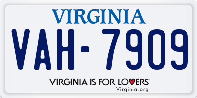 VA license plate VAH7909