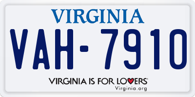 VA license plate VAH7910