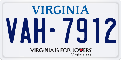 VA license plate VAH7912