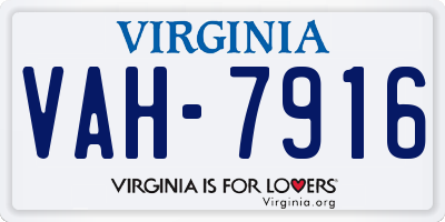 VA license plate VAH7916