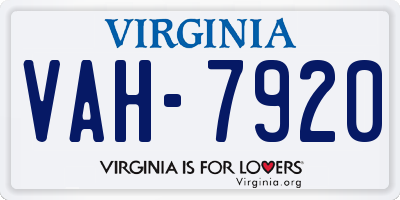 VA license plate VAH7920