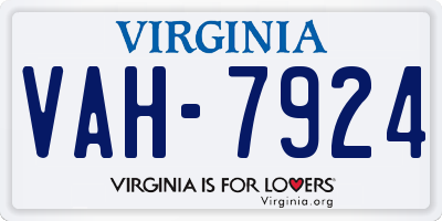 VA license plate VAH7924