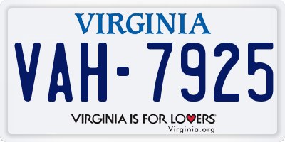 VA license plate VAH7925