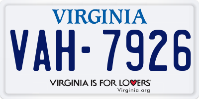 VA license plate VAH7926