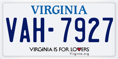 VA license plate VAH7927