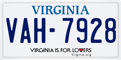 VA license plate VAH7928