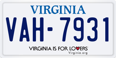 VA license plate VAH7931