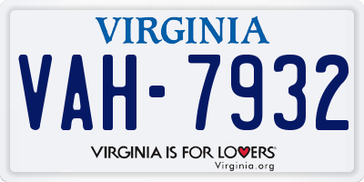 VA license plate VAH7932