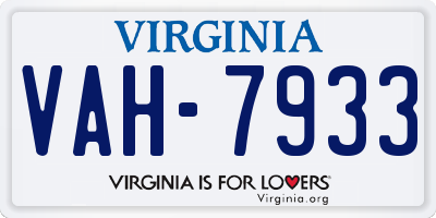 VA license plate VAH7933