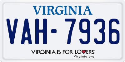 VA license plate VAH7936