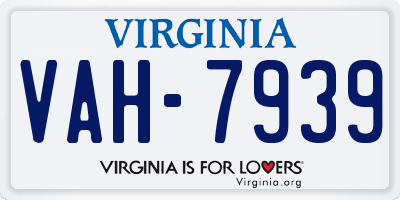 VA license plate VAH7939