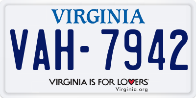 VA license plate VAH7942