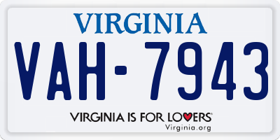 VA license plate VAH7943