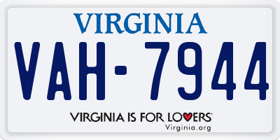 VA license plate VAH7944