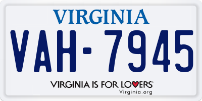 VA license plate VAH7945