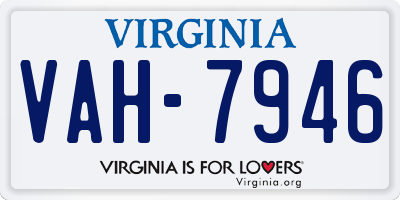VA license plate VAH7946