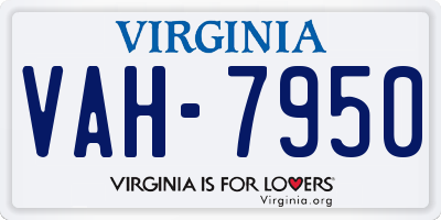 VA license plate VAH7950