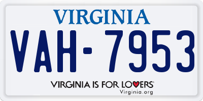 VA license plate VAH7953