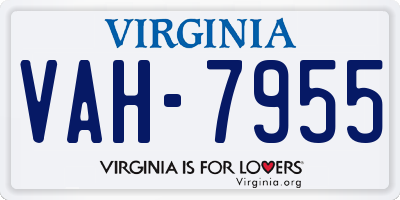 VA license plate VAH7955