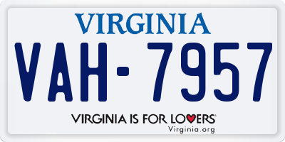 VA license plate VAH7957